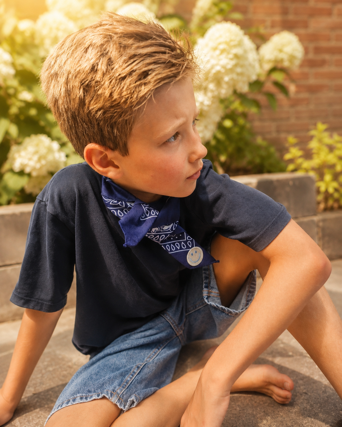 Smiley Navy Bandana