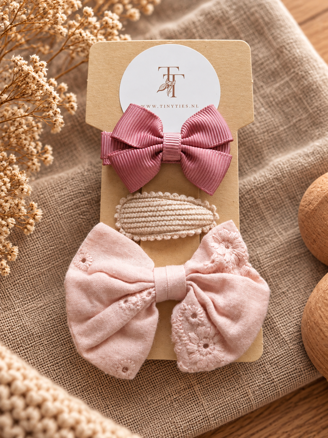 Blush Blossom haarspeldjes set voor meisjes in roze en crème - Tiny Ties