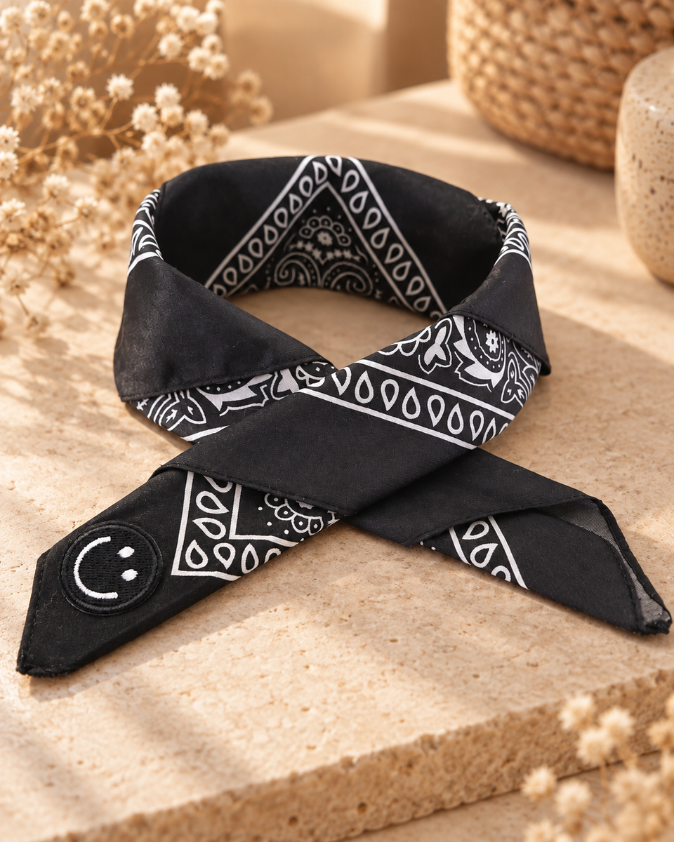 Smiley Black Bandana